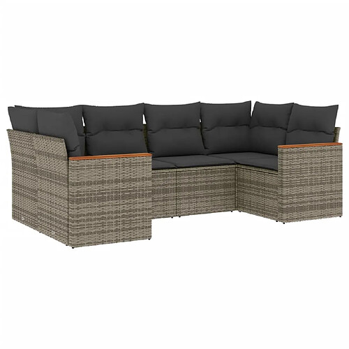 Maison Chic Salon de jardin 6 pcs avec coussins | Ensemble de Table et chaises | Mobilier d'Extérieur gris résine tressée -GKD61977