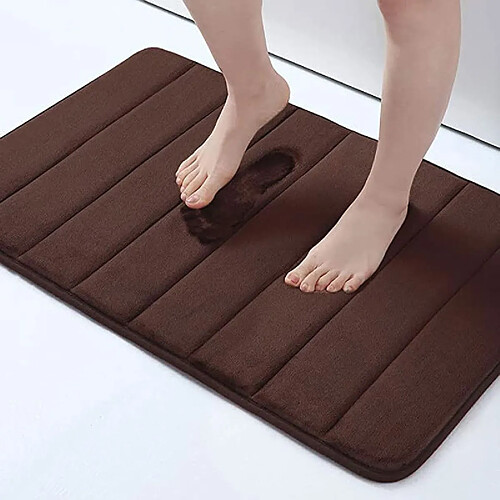 LUUCOZK Tapis de bain antidérapants Tapis de bain absorbants à séchage rapide - Marron-40x60CM