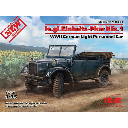 Ie.gl.PKW Kfz.1, WWII German Light Personnel Car- 1:35e - ICM