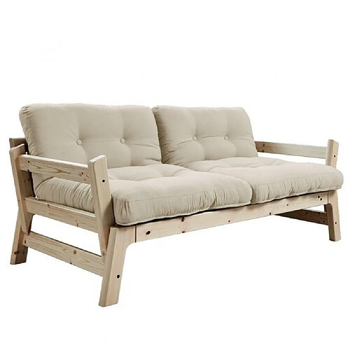 Inside 75 Banquette convertible futon STEP pin massif coloris beige couchage 70x200 cm.