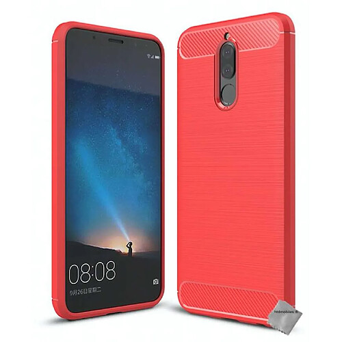 Htdmobiles Coque silicone gel carbone pour Huawei Mate 10 Lite + verre trempe - ROUGE