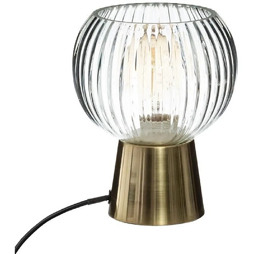 Atmosphera, Createur D'Interieur Lampe Verre Transparent Laye H.19,5 cm Doré - ATMOSPHERA