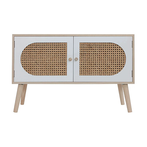 Mobili Rebecca Meuble De Salon Buffet En Bois 2 Portes Blanc Marron Style Scandinave