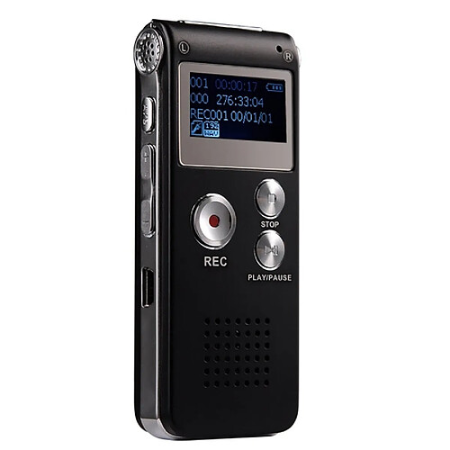 Dictaphone Professionnel USB 8GB Avec Enregistreur Vocal, Lecteur MP3 WAV et Fonction VAR ROM 16 Go Noir YONIS