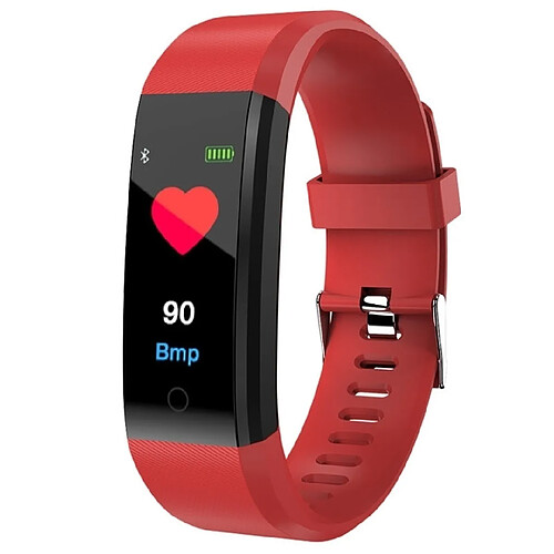 Wewoo Bracelet connecté ID115 Plus Smart Fitness Cardiofréquencemètre Tensiomètre Podomètre Santé Course à Pied Sport SmartWatch pour IOS Android rouge