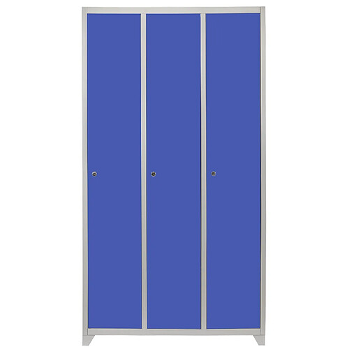 Monstershop Casiers Rangement Acier - Trois Portes, Bleu