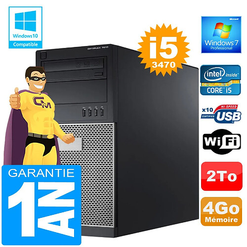 PC Tour DELL 7010 Core I5-3470 Ram 4Go Disque 2 To Graveur DVD Wifi W7 · Occasion