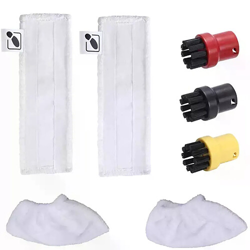 Nettoyeur à vapeur, 2 chiffons de sol en Microfibre + 2 couvre buses à main + 3 pinceaux pour Karcher SC1 SC2 SC3 SC4 SC5