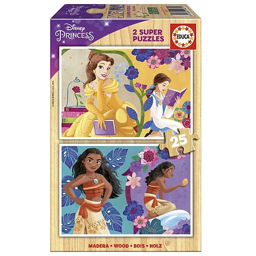 Educa Borras Puzzles 2 X 25 pcs Princesses Disney en bois