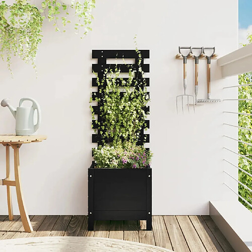 vidaXL Jardinière avec support noir 39x39,5x114 cm bois de pin massif