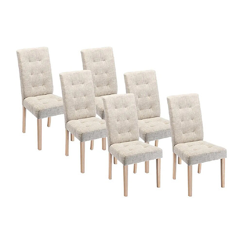 Vente-Unique Lot de 6 chaises en tissu et bois - Beige - VILLOSA