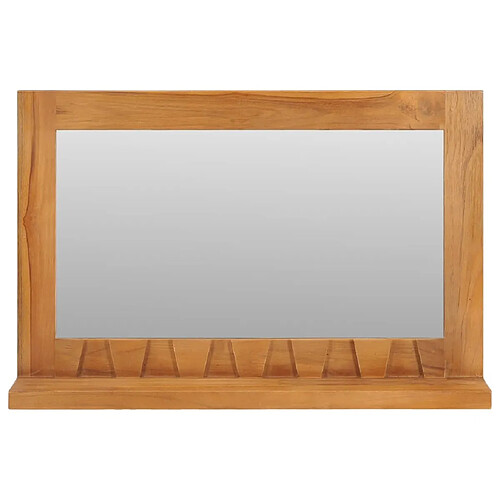 Maison Chic Miroir mural | Miroir Décoration avec étagère pour Maison Salle de Bain 60x12x40 cm Bois de teck massif -GKD16135