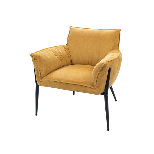 Mes Fauteuil 79x75x81 cm en velours jaune et pieds en métal