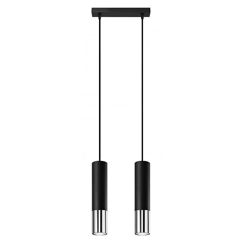 Luminaire Center Suspension Loopez Acier Chrom,noir 2 ampoules 90cm