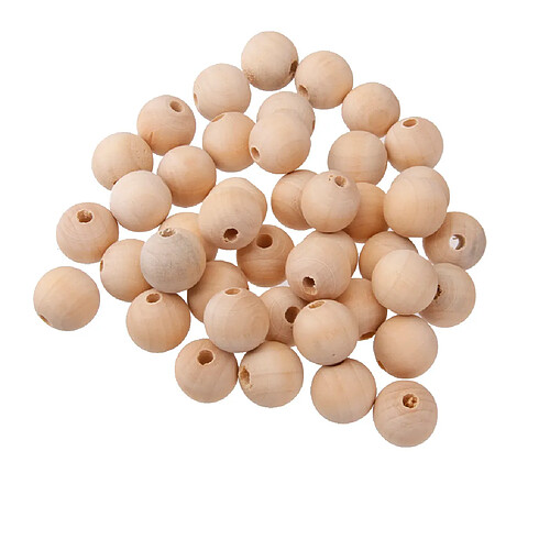 50pcs Perles En Bois D'artisanat Peints 14mm Bijoux Naturels Faire Des Constatations Diy