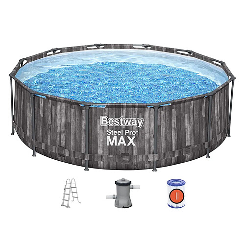 Piscine tubulaire Steel Pro Max décor bois ronde 3,66 x 1,00 m - Bestway