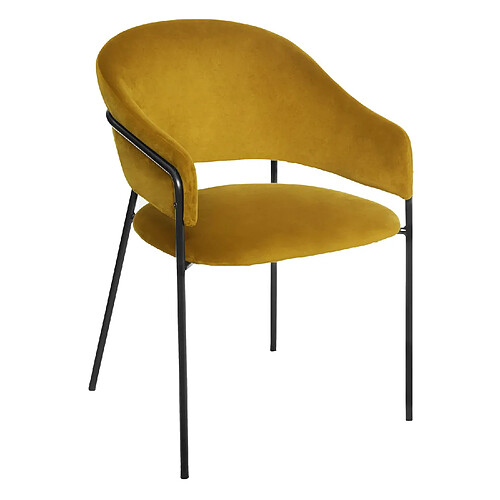 Atmosphera, Createur D'Interieur Fauteuil en velours design Contempo Siron - Jaune moutarde