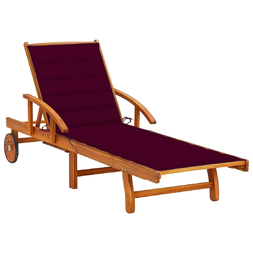 Maison Chic Chaise longue de jardin avec coussin | Bain de soleil Relax | Transat Bois d'acacia solide -GKD53207