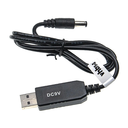 vhbw Câble de charge USB vers fiche DC creuse 5,5 x 2,5 mm - 5 V / 2 A vers 9 V / 0,9 A pour routeur, disque dur externe, enceinte Bluetooth, etc.