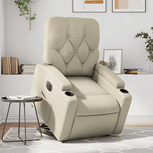 vidaXL Fauteuil inclinable électrique crème similicuir