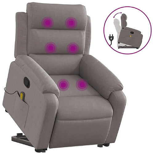 Maison Chic Fauteuil Relax pour salon, Fauteuil inclinable de massage Taupe Tissu -GKD64118