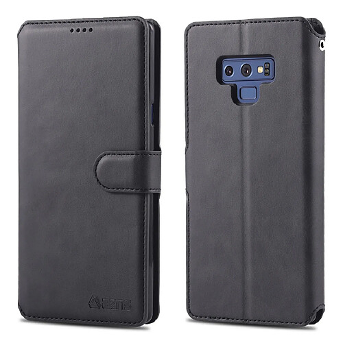 Wewoo Housse Coque Pour Galaxy Note 9 AZNS Texture du mollet Etui en cuir avec rabat horizontal magnétique PU supportlogements cartes et cadre photo Noir