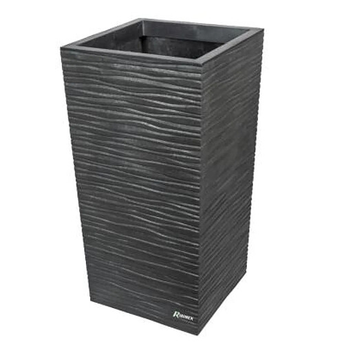 Ribimex Pot fleurs 'serena' 34x34 h66cm gris en caoutchouc recyclé