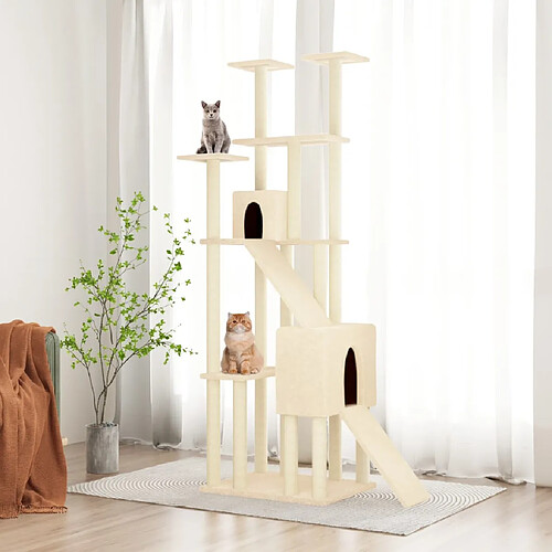 vidaXL Arbre à chat avec griffoirs en sisal Crème 190 cm