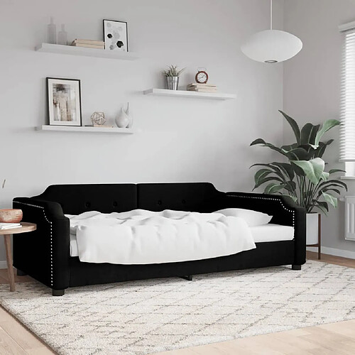 vidaXL Lit de repos sans matelas noir 90x200 cm tissu