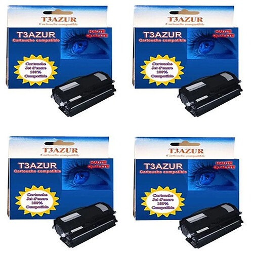 T3Azur 4 Toners Lexmark X464 / X464de / X463X11G - Compatible - 15 000 pages