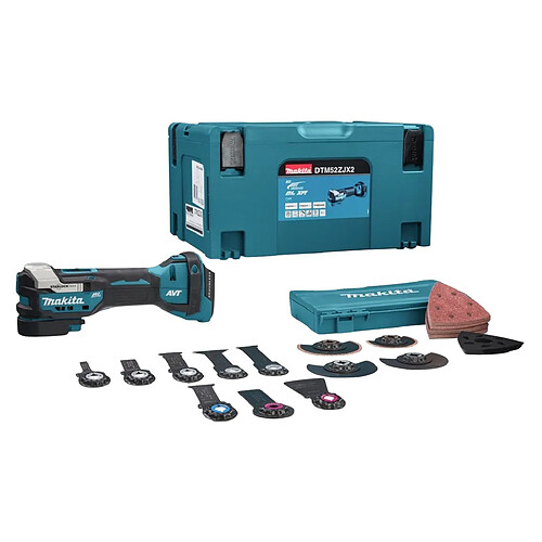 Makita DTM52ZJX2 Outil multifonctions sans fil Starlock Max Brushless 18V + Coffret Makpac + Set d'accessories, 43 pcs. - sans