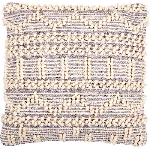 ICONIK INTERIOR Coussin carré design boho Bali en coton et laine, coussin + rembourrage - Hera Gris