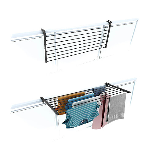 Foxydry Duo 118, Etendoir à linge pliant pour balustrades, extérieurs et balcons, Largeur 118 cm Anthracite