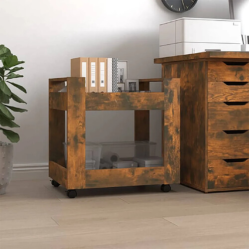 vidaXL Chariot de bureau Chêne fumé 60x45x60 cm Bois d'ingénierie