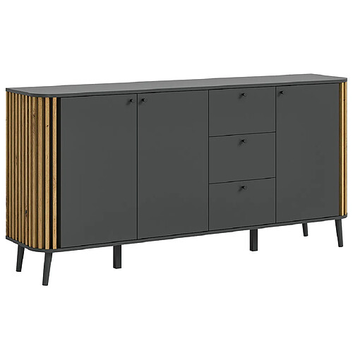 Bestmobilier Camberwell - buffet bas - gris et bois - 177 cm