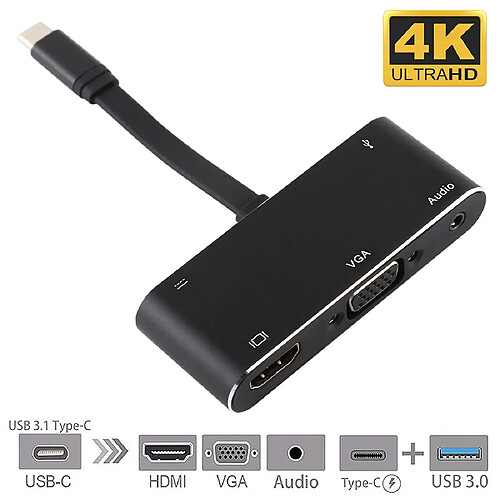 Wewoo V126 UCB-C / Type-C Mâle vers PD + HDMI + VGA + Audio + USB 3.0 Femelle 5 en 1 Convertisseur