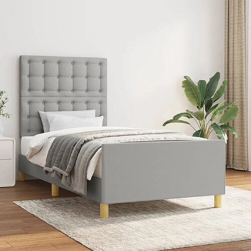 vidaXL Cadre de lit sans matelas avec tête de lit gris clair 90x190cm