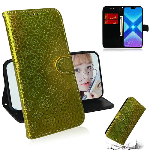 Wewoo Housse Coque Pour Huawei Honor 8X Couleur unie Boucle magnétique colorée Flip horizontal en cuir PU avec support et fentes cartes et portefeuille et lanière jaune