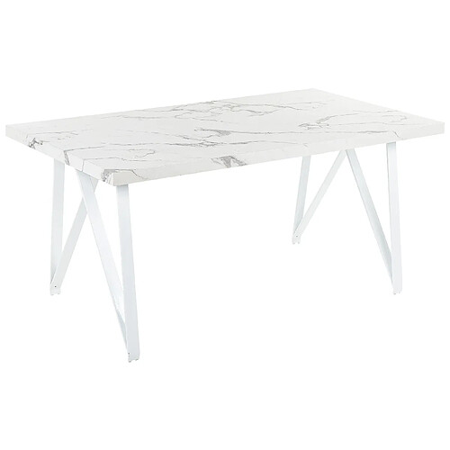 Beliani Table de repas GRIEGER Effet marbre Blanc