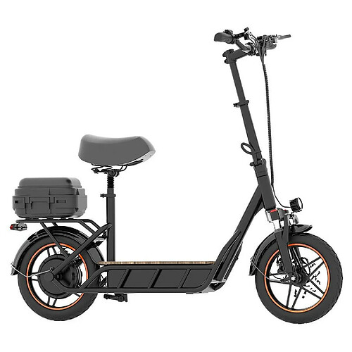 Scooter électrique Kukirin C1 Pro Pneu pneumatique large de 14 pouces Moteur 500 W Batterie 48 V 25 Ah Portée 100 km Pliage en un clic, pédale en bois massif, clignotant