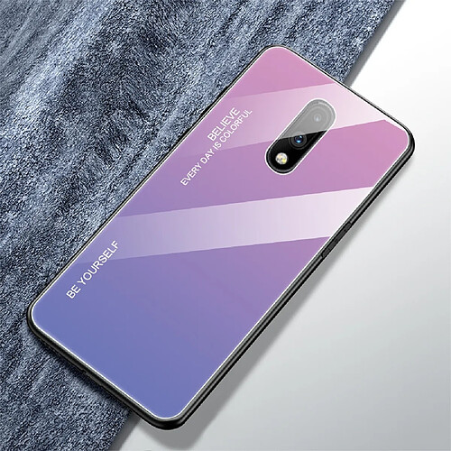 Wewoo Coque Pour OnePlus 7 Gradient Color Glass Case Light Purple