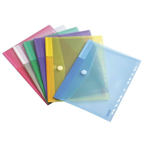 Chemise perforée à velcro Tarifold 24 x 31,6 cm couleurs assorties - Paquet de 12