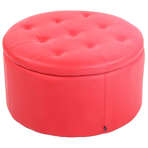 Decoshop26 Tabouret bas pouf repose-pied avec espace rangement surface capitonnée en PVC rouge 10_0003708