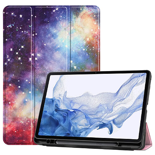 Etui en PU avec support et porte-stylo nébuleuse pour votre Samsung Galaxy Tab S8