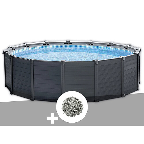 Kit piscine tubulaire Intex Graphite ronde 4,78 x 1,24 m + 10 kg de zéolite