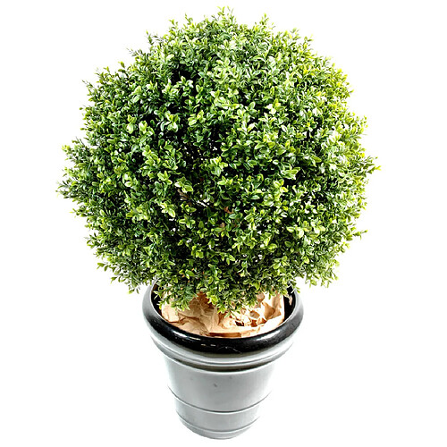 Pegane Plante artificielle haute gamme Spécial extérieur / Buis boule artificiel - Dim : H.65 x D.50 cm