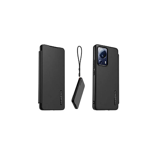 Etui à rabat au touché peau pour Xiaomi 13 Lite Made For Xiaomi + Dragonne amovible Noir