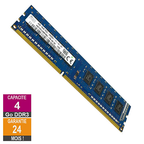 Barrette Mémoire 4Go RAM DDR3 Hynix HMT451U6BFR8C-PB DIMM PC3-12800U · Reconditionné