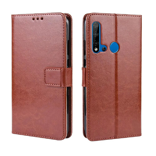 Wewoo Housse Coque Étui en cuir à rabat horizontal rétro Crazy Horse Texture pour Huawei P20 lite 2019 / Nova 5iavec support et fentes cartes et cadre photo marron