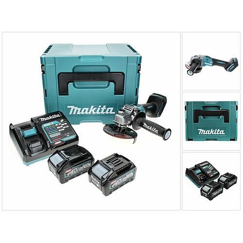 Makita GA 008 GM201 Meuleuse d'angle sans fil 40 V max. 125 mm XGT + 2x Batteries 4,0 Ah + Chargeur + Coffret de transport Makpac